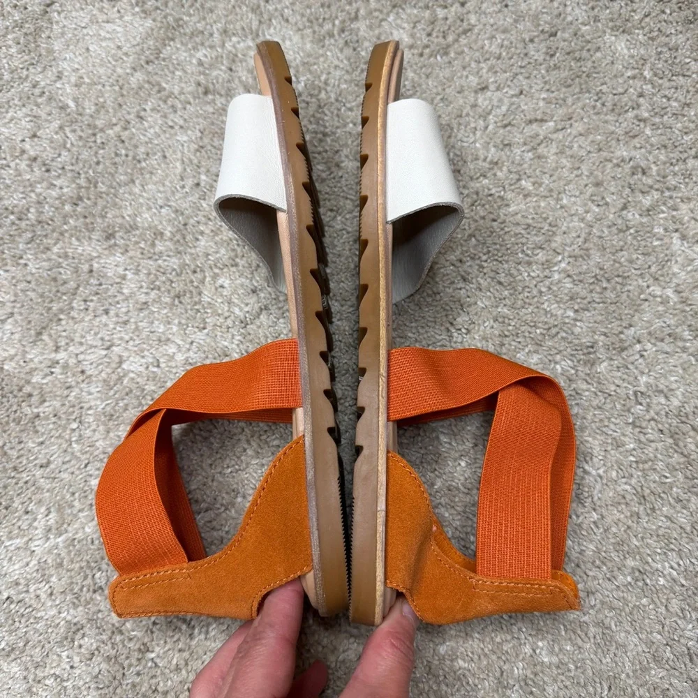 Sorel Ella Gladiator Sandals Orange and Cream Leather Shoes 6